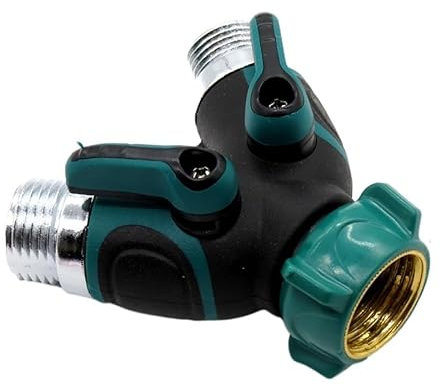 1PC 3/4'' Tap Connector To Y Hose Splitter 2-Way 3/4'' Male Adaptor With Shut Off Garden Water Connecter Irrigation Fit