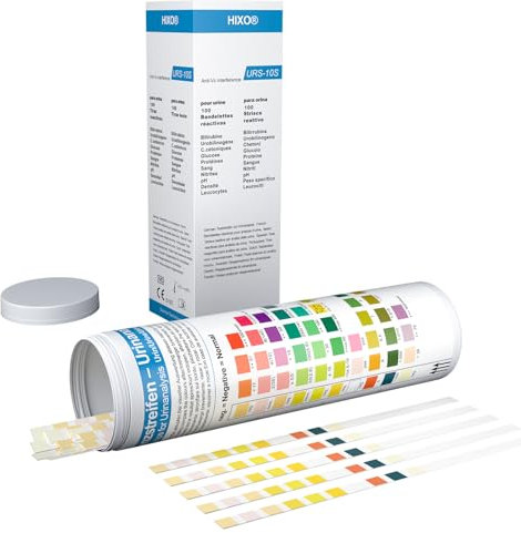 100x 10in1 Urinstreifen Teststreifen Selbsttest mit 10 Indikatoren Gesundheitstest Urinanalysestreifen Harnwegsinfektion, Ketose, Diabetes, Glucose, pH, Protein