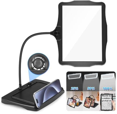 NZQXJXZ 10X Large Rechargeable Magnifying Glass with Light and Stand, 50 LED Flexible Gooseneck Magnifying Desk Lamp,11 inch Page Magnifier for Reading, Sewing, Crafts, Painting, DIY, Close Work