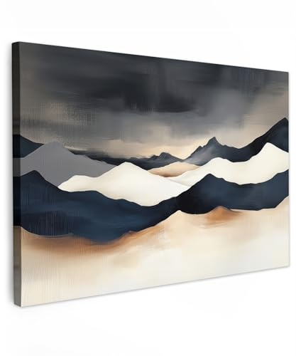 MuchoWow© Wandbilder Groß XXL Schlafzimmer Home Deko Wohnung Bild | 120x80 cm - Wohnzimmer Fotoleinwand Wand Bilder Leinwand Wall Decor Berge - Dunkelblau - Landschaft