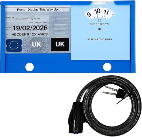 Candado protector de insignia azul para coches, soporte para insignias azules, cartera para volante, dispositivo antirrobo, incluye tarjeta de reloj