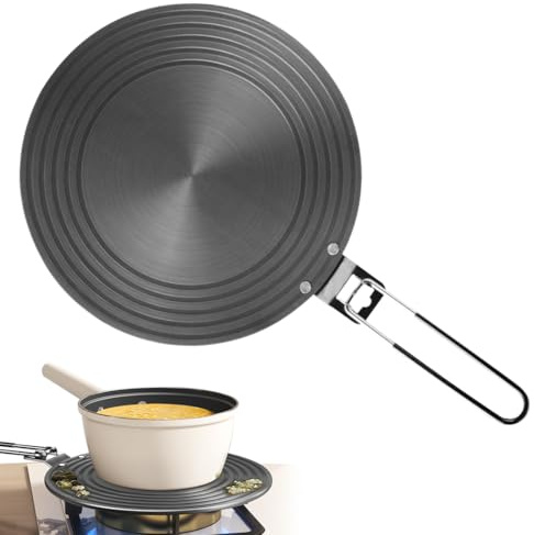 Gohytal Piastra adattatore a induzione 24 cm, piastra adattatore a induzione con manico rimovibile Moka piatto a induzione adattatore in acciaio inox per l'uso di pentole a induzione, nero