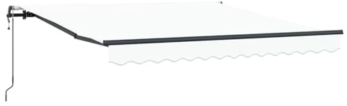 vidaXL Einziehbare Markise Weiß 350 x 250 cm Stoff, Balkonbeschattungen, modernes rechteckiges Markisen-Zelt, UV-resistent, für Garten, Terrasse oder draußen