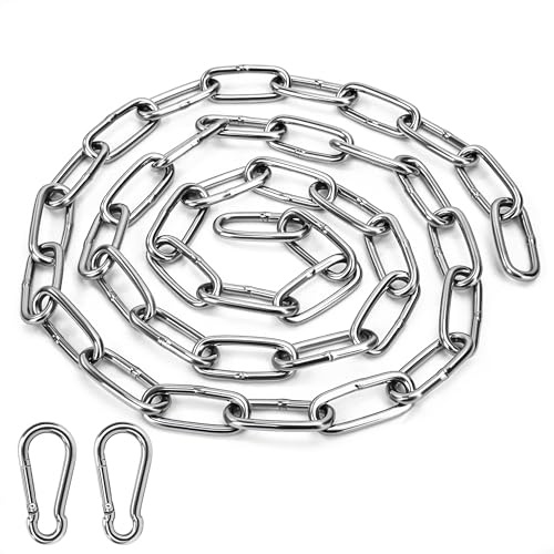 Tunejoy Catena in Acciaio Inossidabile Ø 4 mm Catena di Sicurezza in Metallo per Recinzione Cancello Porta Bici Lunghezza 1 m Portata Massima di 200 kg