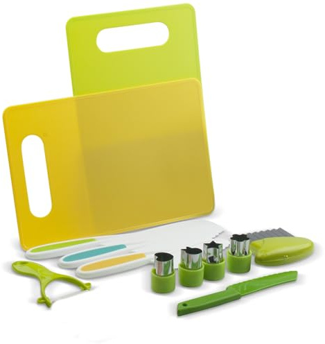 Lot de 13 couteaux pour enfants, ustensiles de cuisine pour tout-petits, planche à découper, couteau à craquer, jouets de cuisine pour garçons et filles