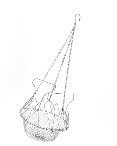 Rostbeständiger, leicht zu reinigender Hühner-Futterspender zum Aufhängen, abnehmbarer Eisenkorb für Garten, Gemüse, Obst, 22,9 cm Kapazität, faltbarer Hühner-Futterkorb