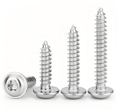 JIADEXIN M5 x (12-30mm) Vis Autotaraudeuses Torx - Acier Inoxydable A2 V2A Vis à Bois à Tête Ronde avec Rondelle Filetage Complet, M5 x 30mm (20 Pièces)