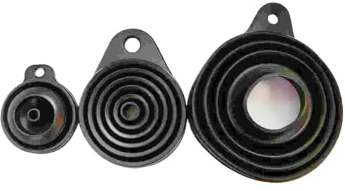 Juego de 3 embudos plegables silicona, tarro conserva grande plegable for botellas boca ancha y regulares, for uso en la cocina Para Llenar LíQuido,Polvo(3 pcs black)