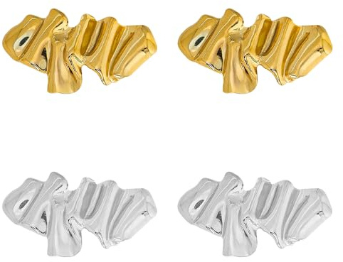 TRKETK 4 Pièces Broches en Métal Doré et Argent de Forme Irrégulière Broche Femme Vintage Simple élégance Accessoires Alliage Épinglette pour Mariages Fête Manteau Robe et Vêtements