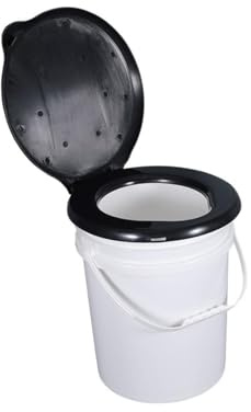 blloocod Portable Camping Toilet with Lid - 14.9 Inch Height, 10.6 Inch Diameter, PP Material for Travel, Boat, Fishing