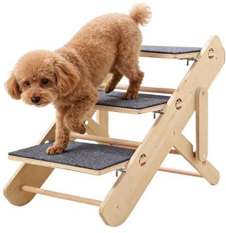 Katzen-Treppe | Stabile klappbare Haustiertreppe | Hundetreppe für Hohe Betten | zum Klettern für Zuhause, Wohnzimmer, Bettseite, Sofa, Couch, Sessel