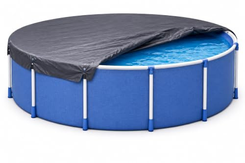 Runde Poolplane aus hochwertiger, extra starker 200 g/m² Folie – UV-beständige Solarabdeckung für ganzjährigen Einsatz im Sommer & Winter – langlebige, schwarze Poolabdeckung (320 – 366 cm (Ø 420 cm))