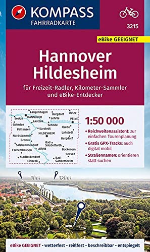 KOMPASS Fahrradkarte 3215 Hannover, Hildesheim 1:50.000: reiß- und wetterfest