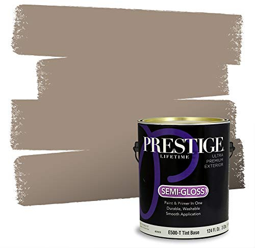 PRESTIGE Paints Exterior Paint and Primer In One, 1-Gallon, Semi-Gloss, Comparable Match of Benjamin Moore* Ticonderoga Taupe*