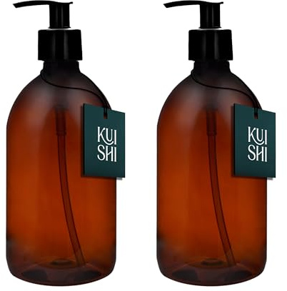 Kuishi Lot de Deux flacons distributeurs de Savon en Plastique Marron Ambre, Plastique, Ambre, 500 ML