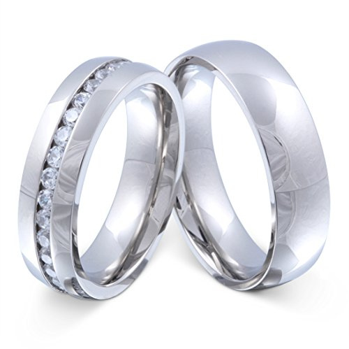 Juwelier Schönschmied Freundschaftsringe Partnerringe Hochzeitsringe - inkl. WUNSCHGRAVUR - Edelstahl Zirkonia 125HD - mit AMAZON KONFIGURATOR direkt online gestalten !