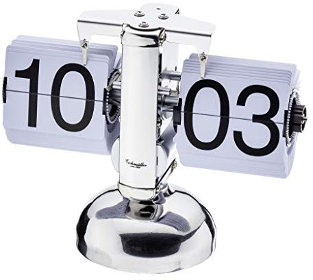 Eichmüller since 1950 Retro Flip Uhr - Tischuhr - Silber weiß