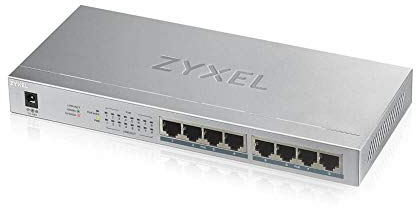 Zyxel Gigabit Unmanaged PoE+ Switch mit 8 Ports (davon 8 mit PoE) und einem PoE-Budget von 60 Watt, Lifetime Garantie [GS1008HP]