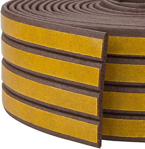ASelected 4 Seals I-Type Draught Excluders Tape for 1mm to 2mm Doors Windows Gaps Self Adhesive Foam Weather Strip EPDM Rubber Sound Proofing Weatherstrip Draft Sealing Strip (Brown)