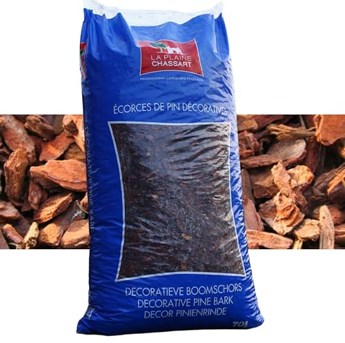 La Plaine Chassart | Ecorces de Pin Maritime Décoratives | Sac de 70L | Previent la pousse des mauvaises herbes | Copeaux de Bois de Paillage | Biodegradable Í Parc, Jardin et Terrasse Í Jardinage