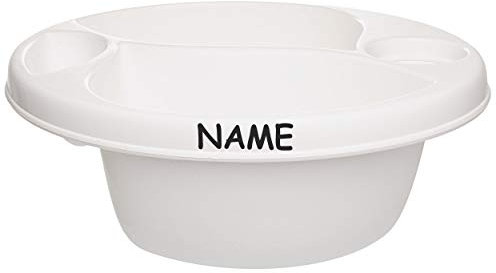 alles-meine.de GmbH 3 Kammer - Schüssel/Waschschüssel/Kinderwaschbecken - weiß - inkl. Name - Bieco - mit Seifenablage - Organizer - Reinigungsmittel Aufbewahrungsbox - Pfleg..