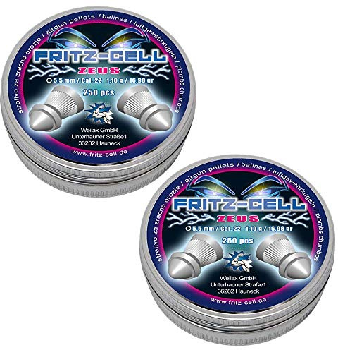 Fritz-Cell Diabolos 5,5 mm Jagddiabolos Rundkopf Zeus – 2 x 250 Stück