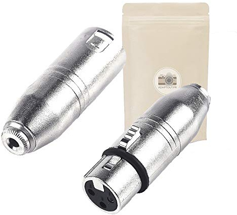 X2 Adapterbuchse 3,5mm: 1 weiblich bis XLR männlich + 1 weiblich bis xlr weibliche Audio-Anschlussbuchse Mini-Jack für Header-Gitarre-Amp-Mix-Mikrofon-Kopfhörer - adaptive französische Marke