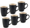 Kaffeebecher 6er Set je 340 ml - schwarz matt/innen beige - Kaffeebecher mit Henkel - Tee Becher Kaffee Tasse aus Porzellan