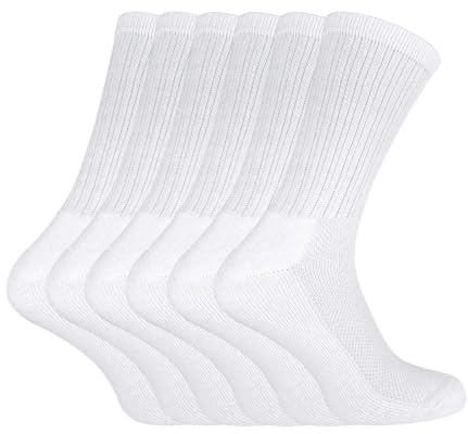 Sock Snob - 6 Pack Mens Calf Size Bamboo Organic Cotton Running Sport Socks (11-14 UK, White)