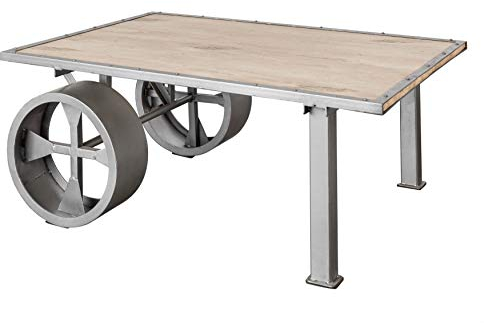 MASSIVMOEBEL24.DE Table Basse 110x80 Manguier laqué Blanchi Railway #333