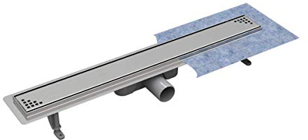 Duschrinne Edelstahl Komplettset mit dem Rost QUADRO Haarsieb Rinne mit Siphon Montagefüße Inklusive mit Dichtmanschette Doppelkammer Bodenablauf Länge 70 cm