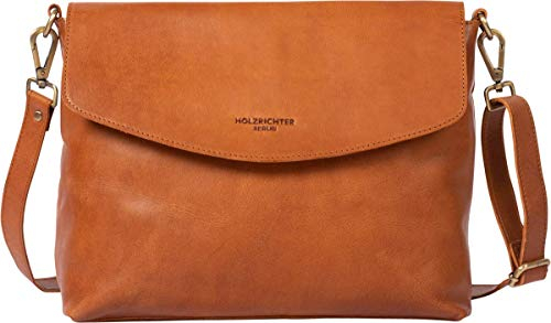 HOLZRICHTER Berlin Umhängetasche No 1-3 (L) cognac - Elegante Handtasche & Schultertasche handgefertigt aus Premium-Leder