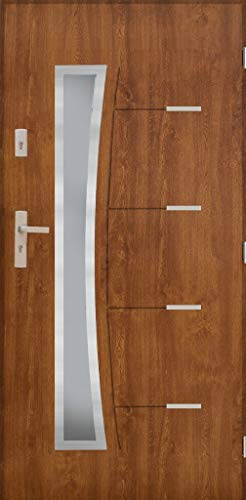 Eingangstür Türstärke 72mm Warme Saturn 01 am Glas Nano Advance Haustür Stahltür Goldene Eiche (Goldene Eiche, [90] 1002 x 2072 mit einem Türrahmen Rechts)