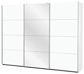 Rauch Möbel Caracas Schrank Kleiderschrank Schwebetürenschrank, Weiß, 3-TRG., inkl. Zubehörpaket Basic 3 Kleiderstangen, 3 Einlegeböden, BxHxT 271x210x62 cm