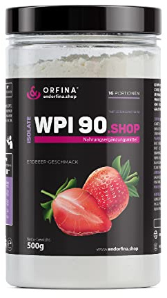 Endorfina Whey Isolate Protein Pulver 500g - Whey Protein 90% in Spitzenqualität - Eiweißpulver Kalorienbewusst ohne Zuckerzusatz - Ideal für Muskelaufbau & Diät - Erdbeer Geschmack 16 Portionen