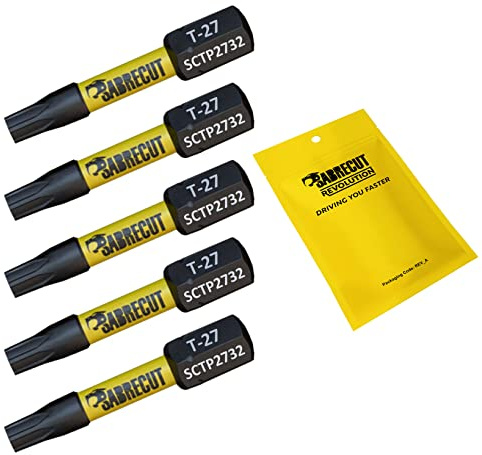 5 x SabreCut SCTP2732_5 32 mm T27 TX27 Torx Inviolable Sécurité Tournevis à Impact Magnétique Embouts de Tournevis Heavy Duty Compatible avec Dewalt Milwaukee Bosch Makita et plus