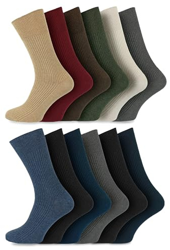 Socksmad diabetesstrumpor för män, 6-11 UK storlek, multipack med mjuka greppstrumpor, icke-elastiska, blandade färger, 100 % bomull, perfekt för svullna fötter och anklar, förbättrar
