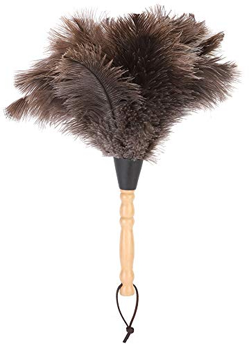 Feather Duster Soft Microfiber Ostrich Duster with Wooden Handle Washable Cleaning Brush Tool for Books Keyboard Office Home 34cm