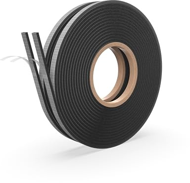 CRINSTON ® Dichtungsband Selbstklebend für Türen Fenster | 12 x 3 mm - 2 Rouleaux de 5M - TOTAL 10 M | Zellkautschuk EPDM - Lärm Schalldämmung Wasserdicht Gummidichtung Abdichtungsband Schwarz.