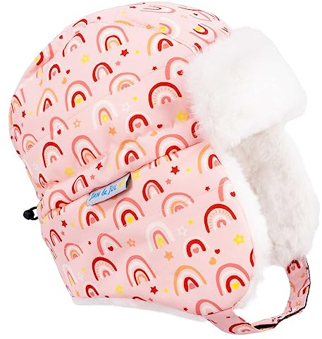 JAN & JUL Vattentät vintermössa för spädbarn och barn, Rosa regnbåge, 3-9 Months