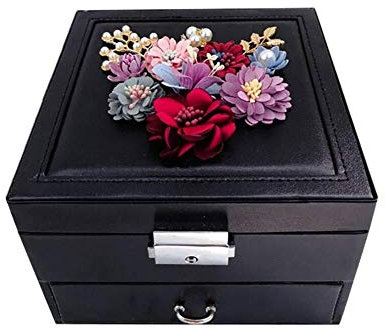 BONOOL Schmuckkästchen aus Samt, vielseitiger Schmuck-Organizer mit Spiegel, doppelschichtige Schmucktruhe, kreative Aufbewahrungsbox für Schmuck, Schmuckkästchen für Damen