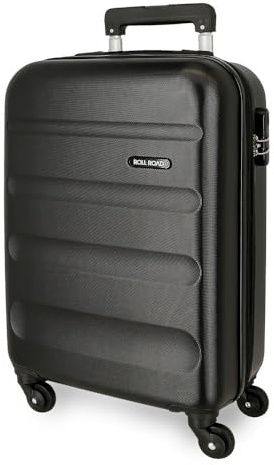 ROLL ROAD Flexibel resväska tillverkad av ABS, ett material, sidokombinationslås med 4 dubbla hjul, handbagage, bekväm insida med ett fack, svart, 35 cm x 55 20 cm, 33 liters, Air Europe resväska