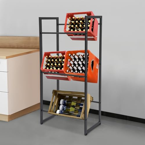 EurHomePlus Getränkekistenregal schwarz, Regal für Getränkekisten 71x30x140cm, für 6 Kästen Getränkekistenhalter Standregal