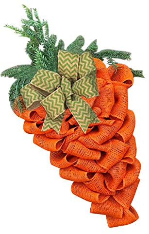 Ostern Osterei Dekokranz Künstliche Blumen Kränze Kranz Sommer Blätter künstliche grüne Karotte Lavendel Ostern Herbst hängt Ostern Blumenkranz Deko Hase Türkranz Haustür (B, One Size)