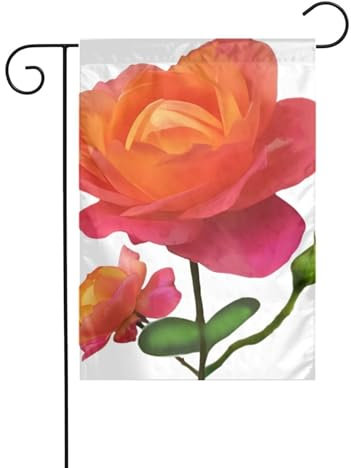 Drapeau de jardin Motif fleur de lune Drapeaux décoratifs principalement pour patios, jardins, pots de fleurs, terrasse, pelouse. 12 x 18 pouces