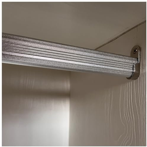 Kleiderstange Schrank Wohnmobil-Kleiderbügel, Oval Garderobenstange Aluminium, Kleiderbügelstangen Mit 2 Sockeln Und Schrauben, Schlafzimmer Garderobe Kleiderschrank Stangen ( Color : Silver , Size :
