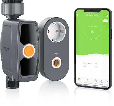 Brandson - Bewässerungssteuerung WLAN - WiFi Bewässerungscomputer Garten - Bewässerungssystem Smart Life mit App - Zeitschaltuhr - Bewässerungstimer - Automatische Bewässerung - Alexa Google