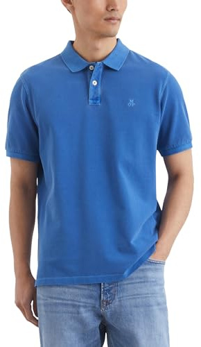 Marc O'Polo Herren Kurzarm-Poloshirt aus Bio-Baumwolle Regular Fit, Blau (Venom Blue), L
