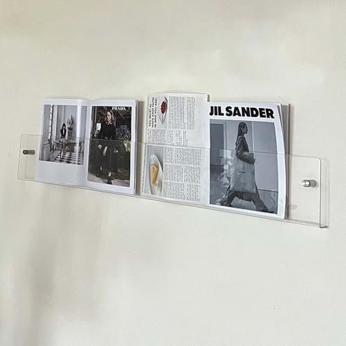 CMYUN Zeitungsständer Zeitschriftenhalter aus Klarem Acryl Wandmontage, Broschürenständer für Hotelbüros/Bücherregale, Hängeregale für Zeitschriften(100cm(39 3/8))