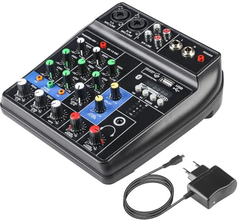 4 Channel Mixer Dj Mixers Audio Mixer Usb Sounds Mixing Board Music Mixers with FX Reverb Delay Effect
